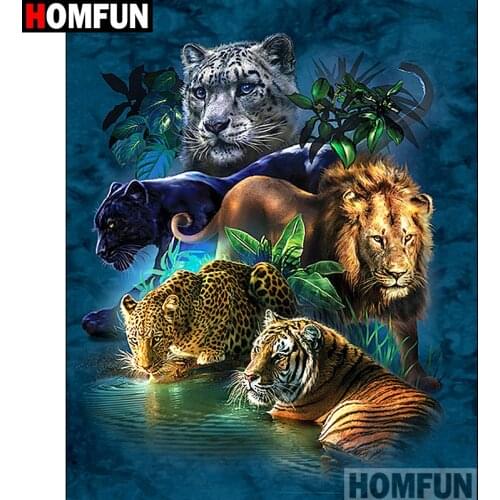 HOMFUN Full Square/Round Drill 5D DIY Diamond Painting "Animal collection" Embroidery Cross Stitch 3D Home Decor Gift A11416