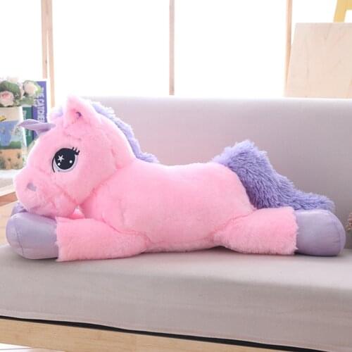 Big size pink white unicorn horse Children plush toy horse riding Valentines Day gift kids baby stuffed toy 80cm