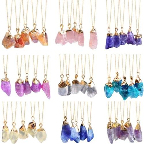 Big Gold Color Druzy Necklace Irregular Size Druzy Tiny Crystal Pendant Charm Best Friend Gift