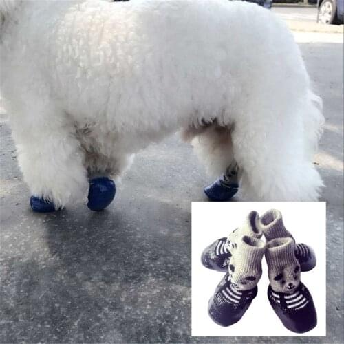 Pet Boots Socks S/M/L Size Dog Waterproof Rain Shoes Non-slip Rubber Puppy Shoes 4 Pieces/Set HOT