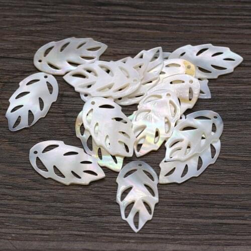 10pcs Natural White Shell Beads Fine Leaf Shape Shell Loose Accessories for Making DIY Jewerly Necklace Accessories 16x29mm