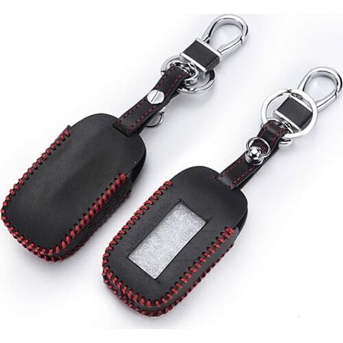 B92 Leather Key Cases For StarLine B92 B62 B64 B95 LCD Alarm Remote Controller KeyChain Cover Car Styling with Key Ring