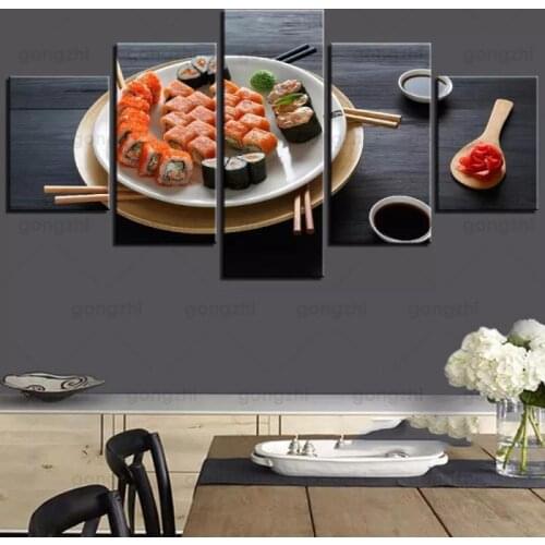 Clean Tidy Desktop Minimalist Photography Wall Painting Japanese Specialty Food Sushi Soy Sauce Frameless Canvas Print Poster