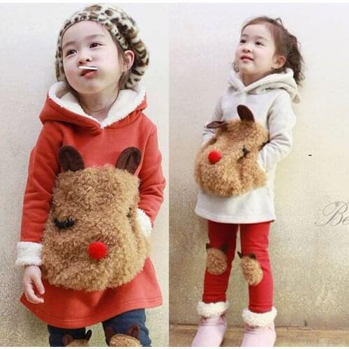 DFXD 2017 Autumn Girls Clothing Sets Cartoon Bear Suit Long Seeve Hooded Pullover Coat+Pant 2pc Baby Girls Outfits Kids Set 2-8Y