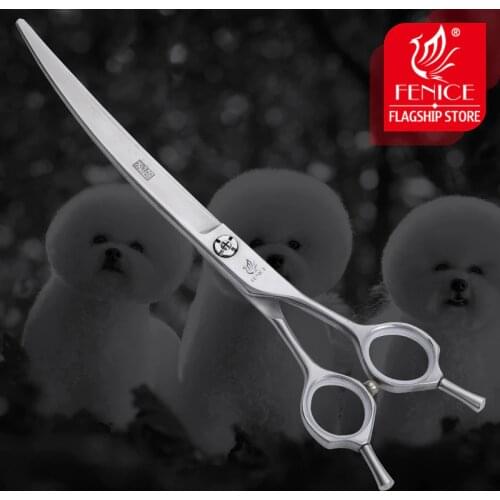 Fenice 7.5 inch Professional Curved Dogs Grooming Scissors Pets Hair Cuttings Shears Japan 440c Stainless Steel