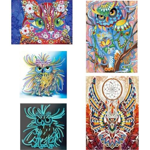 Owl 5d DIY Diamond Painting glow in the dark painting by number for kids Luminous painting for home decor