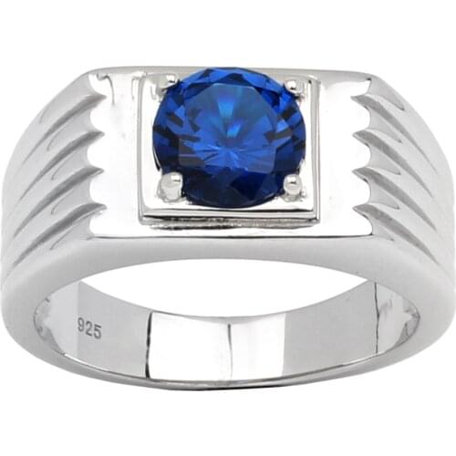 Classic Mens Real 925 Sterling Silver Ring 8.0mm Round Cubic Zirconia Crystal Jewelry Finger Decoration Size 10 11 12 13 R516