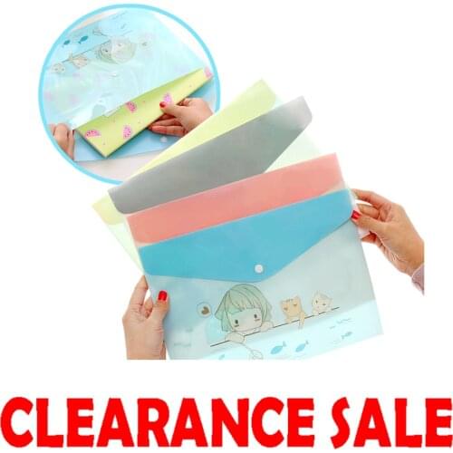 Korean Paper Bags A4 PVC Cute Cartoon Animals Meng Was a Semi-permeable Paper Bag Student Folders Elastic Closure Folder A262