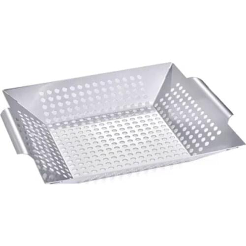 Vegetable Grill Basket - Large Heavy Duty BBQ Grilling Wok Non stick Cooking Baskets Accessories