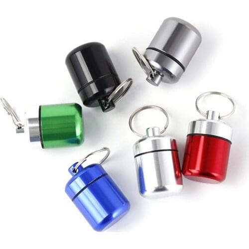Metal Mini Waterproof Alloy Pill Box Case Bottle Cache Drug Holder Container Keychain Medicine Box Health Care For Travel