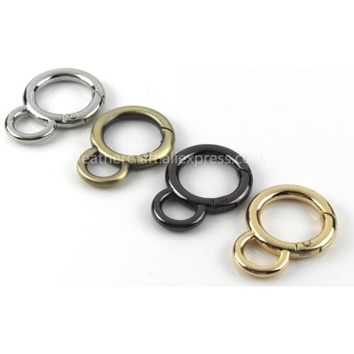 Metal Double Circle Snap Hook Spring Gate O Ring Trigger Clasps for Leather Craft Bag Strap Belt Connecting Hardware Accessory