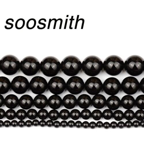 Soosmith 4 6 8 10 12MM Fashion Obsidian Wholesale Loose Spacer Beads For Jewelry Making Natural Stone Beads Diy Bracelet
