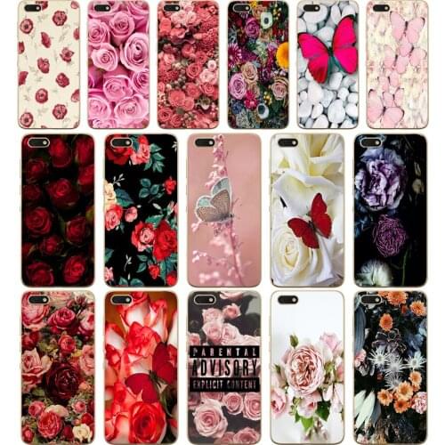 Red butterfly on white roses flower Soft Silicone Cover Case for Huawei honor 9 10 Lite 7A 5.45 7a pro 7c 5.7 inch 7x 8x case