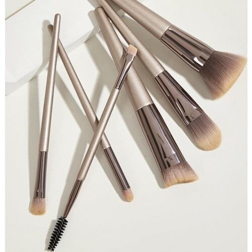 SAIANTTH 6pcs champagne gold makeup brushes set eye shadow foundation eyeliner eyelash brush beauty tools portable cosmetic long