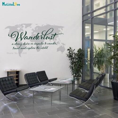 Wanderlust World Map Wsll Sticker Decal Large Decoration for Office School Self-adhesive Vinyl Beautifully Murals Gift YT1475