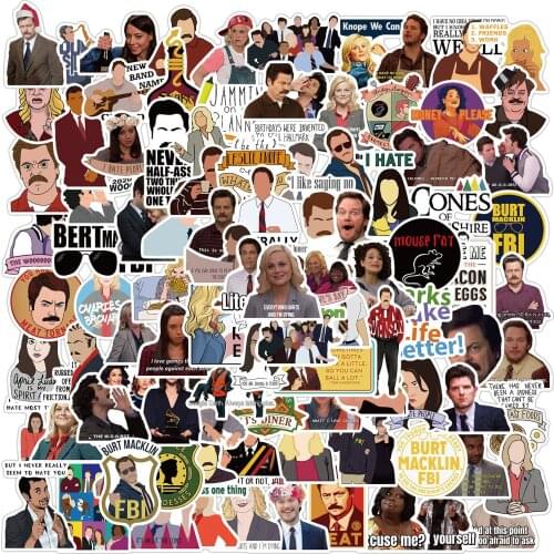 10/50/100pcs Parks and Recreation TV Show Stickers Lable for Car Motorcycles Childrens Toys Decal Luggage Skateboards Sticker