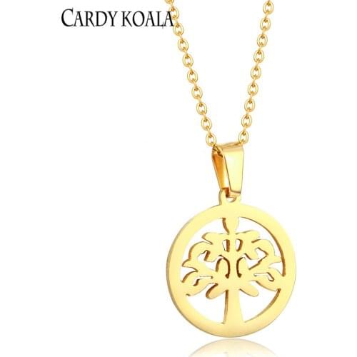 Stainless Steel Tree Necklaces Pendants Women High Polished gold Necklace Friendship Jewelry