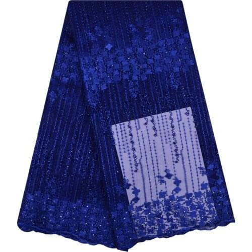 Latest Blue French Lace Fashion Nigerian Lace Fabrics For Wedding 2018 African French Lace Fabric High Quality With Stones 1139