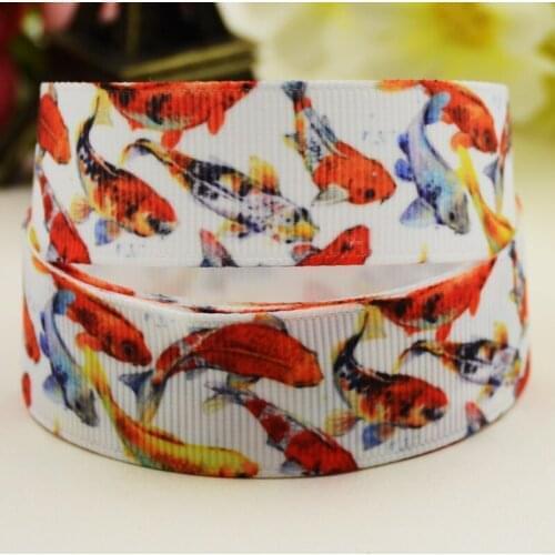 22mm 25mm 38mm 75mm koi Cartoon printed Grosgrain Ribbon party decoration 10 Yards X-03233