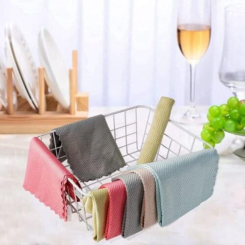 Microfiber Cleaning Cloth Fish Scale Microfiber Polishing Cleaning Cloth For Dishes Glass Reusable Cleaning Rags