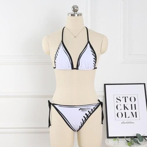 Split Lace Sexy Women Swimsuit Fashion Letter Design Printed Bikini Micro Thong 2021 Summer Bathing Suits Solid Color
