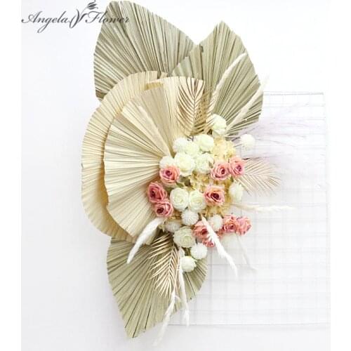 20PCS Nordic Dried Sunflower Artificial Plants Large Fan Leaf Wedding Flower Arrangement Party Space Design Home Christmas Decor