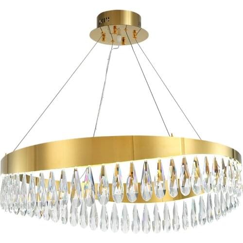 LED Postmodern Crystal Stainless Steel Golden Designer Chandelier Lighting Lustre Suspension Luminaire Lampen For Dinning Room