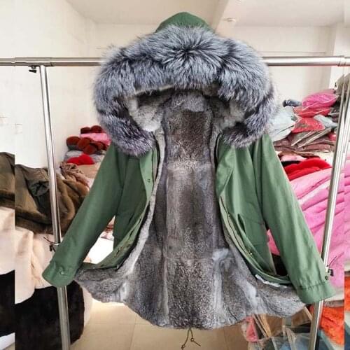 Real fox fur collar rabbit fur lined hooded parka winter mens outwear High quality 2020 New Mens winter outwear Classic jacket