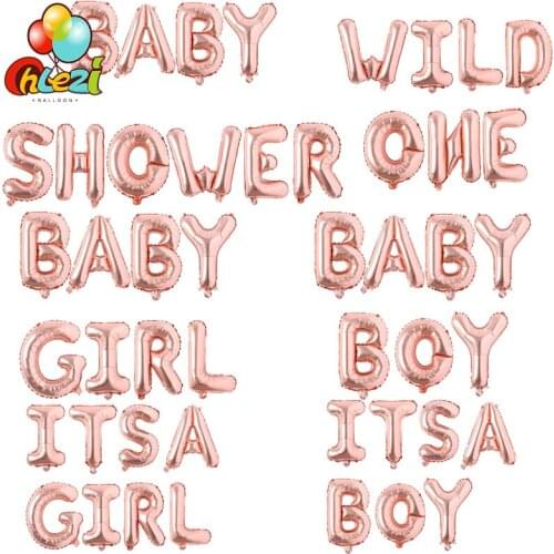Rose Gold OH BABY Wild One Letter Foil Balloons 1st Birthday Decorations Boy Girl Shower Banner Gender Reveal Letter Balloons