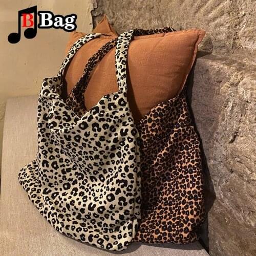 Advanced Leopard Print women canvas bags Female Summer Beach Travel Cloth handbag ladies single shoulder bag underarm Tote