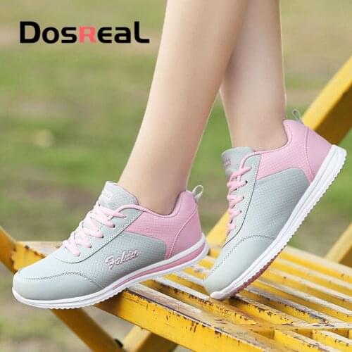 Dosreal Women Fashion Sneakers Shoes Ladies Spring Breathable Casual Comfort Flats Shoes Lace Outdoor Walking Shoes For Female