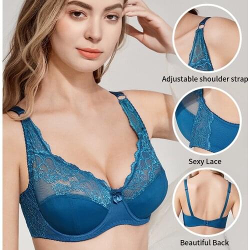 Sexy Bra Women Large Lace Bralette Plus Size Lingerie Female Thin Lace Brassiere Underwear Underwire Padded Bras 85-100C