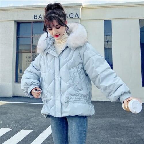 Women White Duck Down Coat 2021 Winter New Fashion Female Puffer Jacket Real Natural Fox Fur Collar Thickened Hooded Lady Parkas