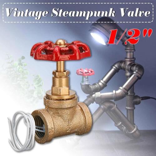 1/2 Inch Stop Valve Light Switch with Wire for Lamp Loft Style Iron Valve Vintage Table Lamp Water Pipe Fixtures Lighting