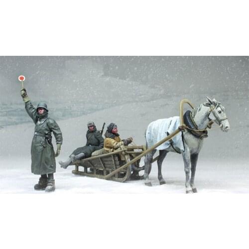 1/35 Scale German Transport Horse Team Miniatures Scene Modeling Unpainted DIY Assembling Static Resin Model Kits Collection