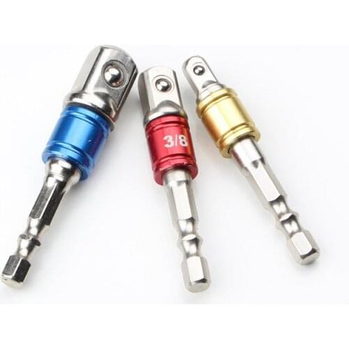 3Pcs Drill Extension Bar Bit Adapter Drill Adapter Hex Shank To Square Socket Extension Set 1/4" 3/8" 1/2 for Impact Driver