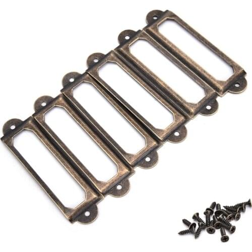 50Pcs Antique Bronze Color Iron Label Frame Card Holder With Screws DIY Jewelry Findings Accessories 60x17mm wholesale&retail
