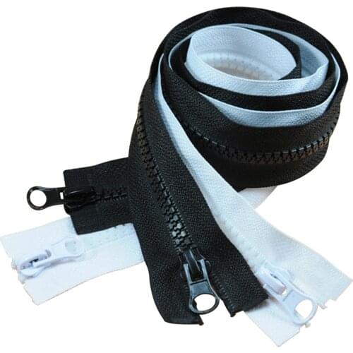 70Cm Length 27.56 Inch 5# Resin Double-Headed Double Open Clothing Zippers For Jacket Black Zipper Sleeping Bag White Zips