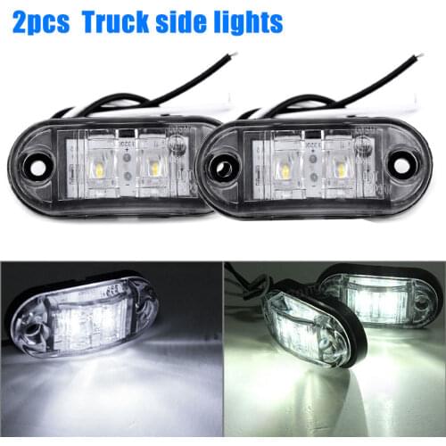 2Pcs 12V LED Car Side Marker Tail Light White color 24V Trailer Truck Lamp 4 pcs screws