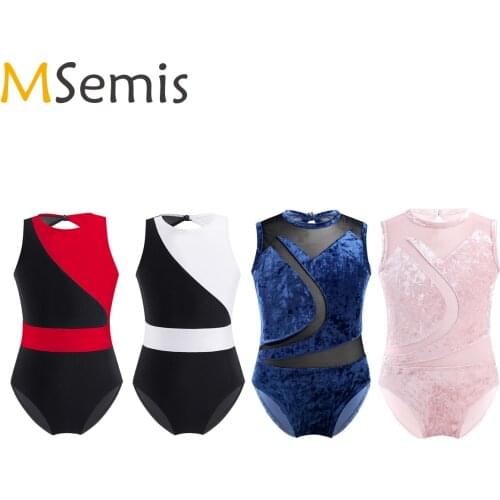 Ballet Leotard for Girls Teens Sleeveless Soft Comfortable Pleuche Mesh Splice Cutout Back Gymnastics Leotard Ballet Dance wear