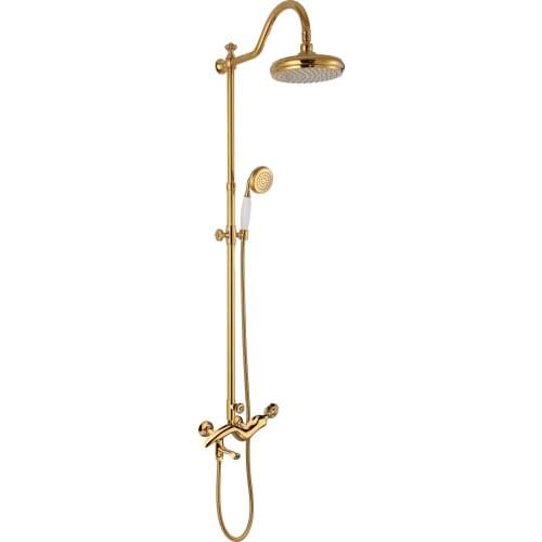Free ship Gold Color Luxury beauty series classic Rainfall shower tub faucet with Rain Showerhead +Hand shower
