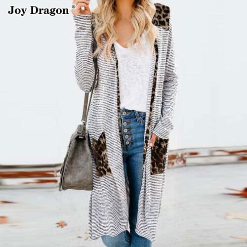 Long Cardigan Leopard Shirts Winter Coat Women Female Style Jacket Harajuku 2021 Autumn Windbreaker Clothing Sweater Leopard