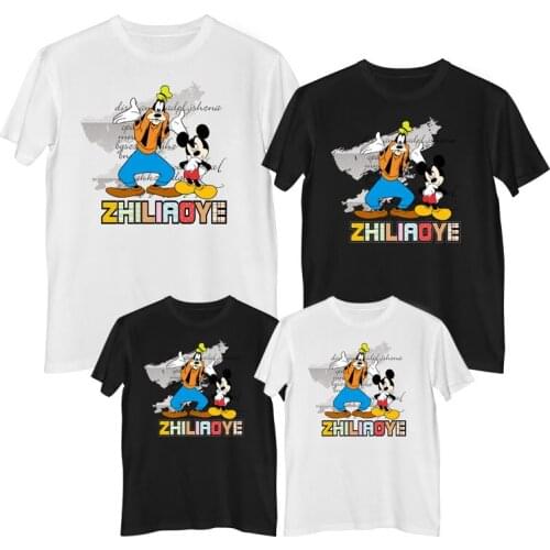 Disney Mickey Mouse Goofy T-shirt Summer Comfortable 100% cotton Fashion T-shirts women short sleeve childrens clothing girls