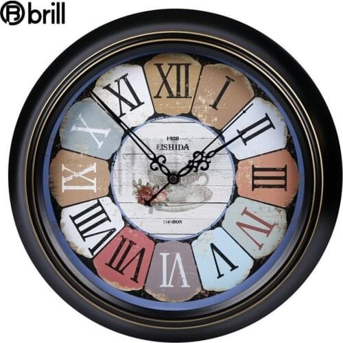 Creative Nordic Large Retro Silent Wall Clock Living Room Shabby Chic Wall Watches Antiguedades Fashion Wall Clocks Home Decor