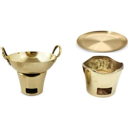 Brass hot pot Southeast Asian restaurant Thai winter yin gong pot curry hot pot mini charcoal barbecue grills table BBQ 083-2