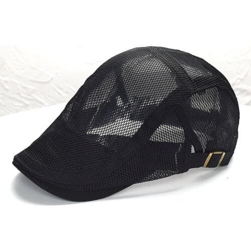 Spring Summer Men Women Mesh Newsboy caps Casual Breathable Outdoor Adjustable Beret Hat Golf Hat Fashion Solid Flat Caps