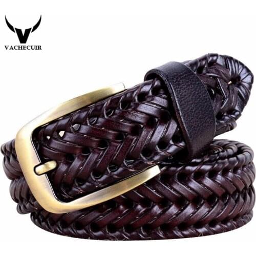 Fashion Men/Women Belts Genuine Leather Retro Weave Unisex Designer Belts Pin Buckle Men High Quality Cowskin Leather Belts Q228