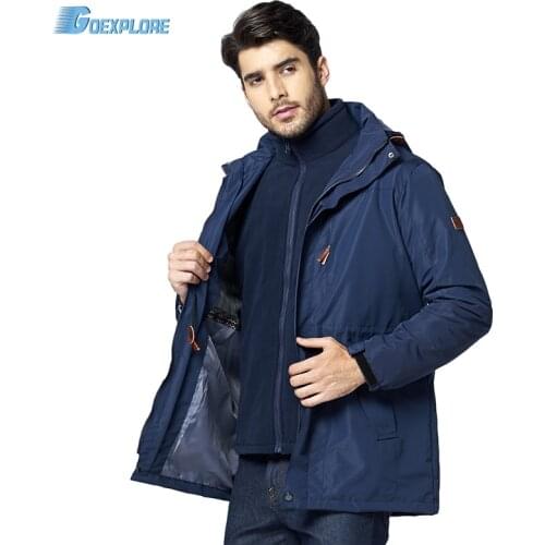 Goexplore Waterproof Jackets Men Windproof Breathable Double Layer 3 in1 Windbreaker Outdoor Ski Hiking Climbing Coat Male