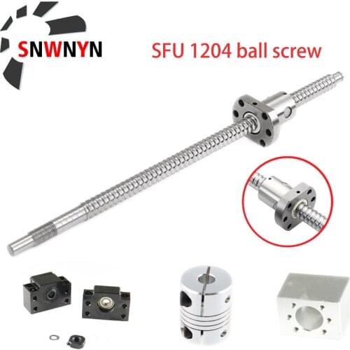 Ball Screw Set SFU1204 Rolled Ballscrew RM1204 C7 With End Machined +1204 Ball Nut Housing+BK/BF10 End Support+Coupler For Cnc