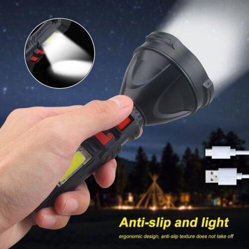 Outdoor Smart USB Rechargeable lighting Flashlight 4 Mode XP+COB Light Waterproof LED Glare Hunting Flashlight For night fishing